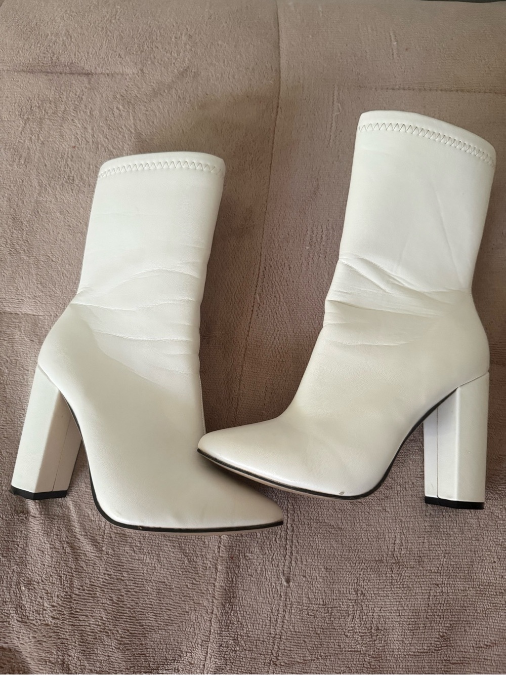 White Women’s Block Heel Boots